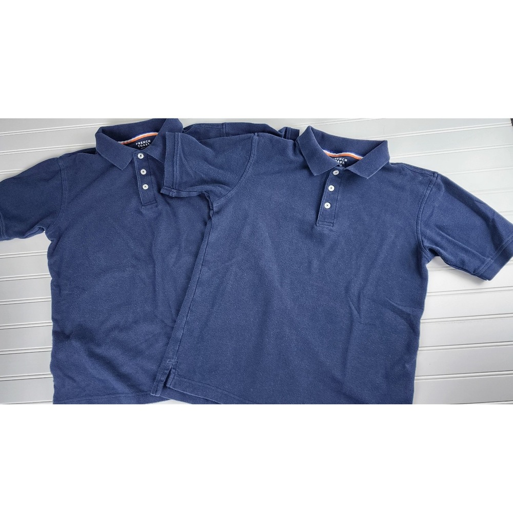 French Toast Polo Shirts Kids XL 14/16 Blue Boys Short Sleeve Polo Shirts 2 pack